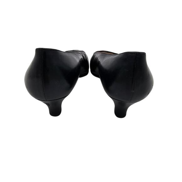 Chanel CC Vintage Kitten Heel Pump Black Leather Pointed Toe Size 37.5 US 6.5 7 - Picture 4 of 12